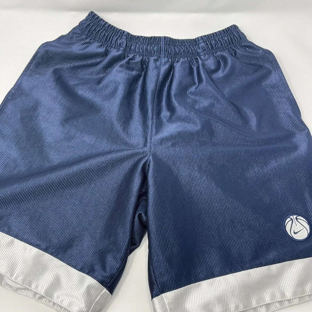Vintage Nike Basketball‎ Dazzle Shorts Men's Medium Navy Pockets Activewear Y2K